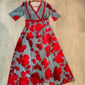 Elegant Red Floral Dress